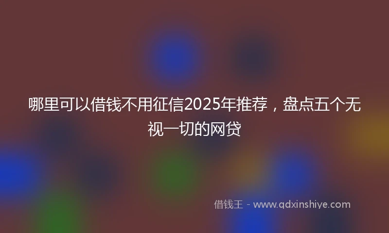 哪里可以借钱不用征信2025年推荐，盘点五个无视一切的网贷