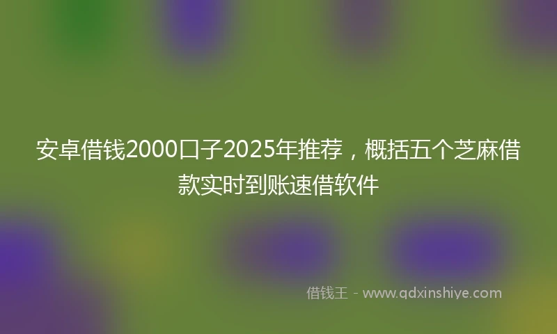 安卓借钱2000口子2025年推荐，概括五个芝麻借款实时到账速借软件