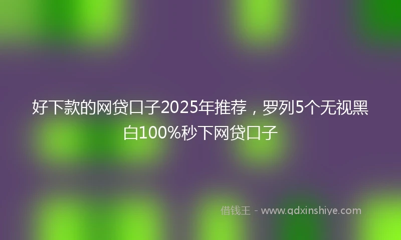 好下款的网贷口子2025年推荐，罗列5个无视黑白100%秒下网贷口子