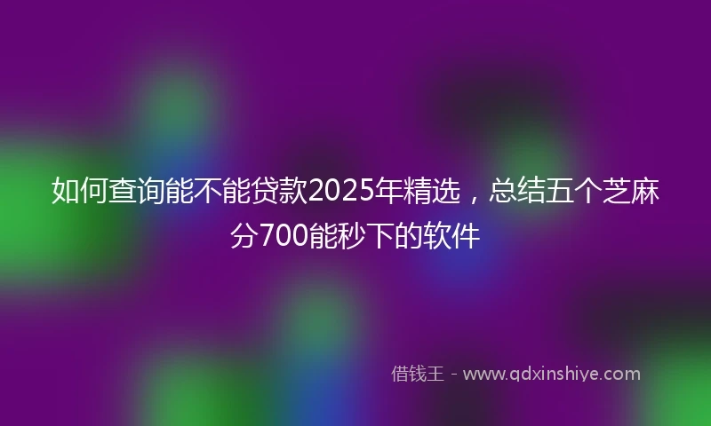 如何查询能不能贷款2025年精选，总结五个芝麻分700能秒下的软件