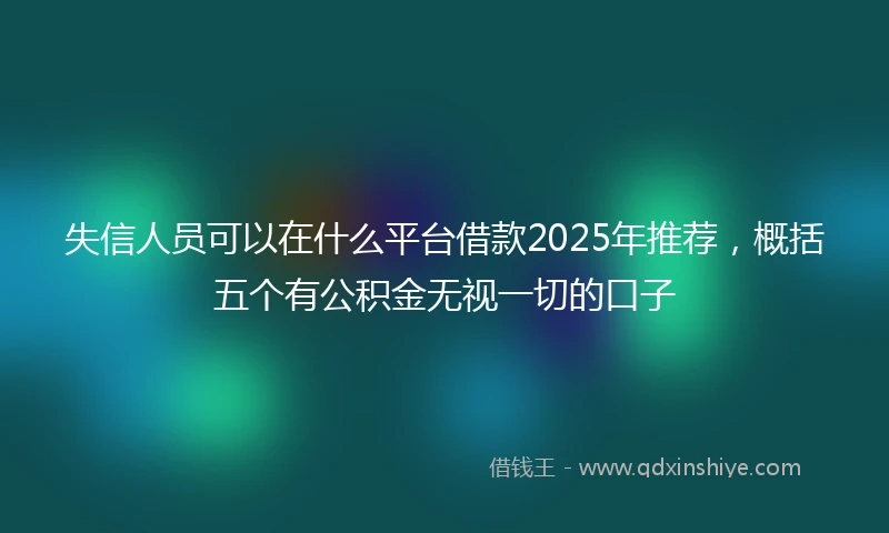 失信人员可以在什么平台借款2025年推荐，概括五个有公积金无视一切的口子