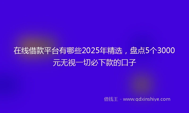 在线借款平台有哪些2025年精选，盘点5个3000元无视一切必下款的口子