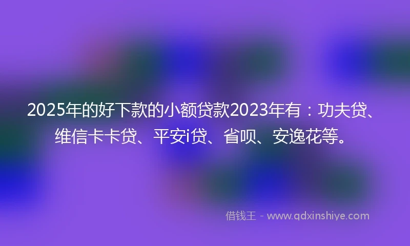 2025年的好下款的小额贷款2023年有：功夫贷、维信卡卡贷、平安i贷、省呗、安逸花等。