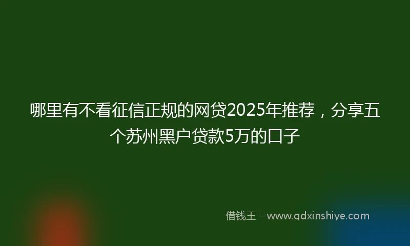 哪里有不看征信正规的网贷2025年推荐，分享五个苏州黑户贷款5万的口子