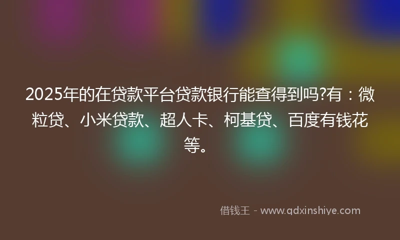 2025年的在贷款平台贷款银行能查得到吗?有：微粒贷、小米贷款、超人卡、柯基贷、百度有钱花等。