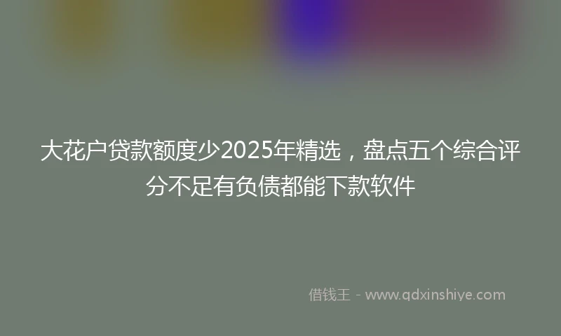 大花户贷款额度少2025年精选，盘点五个综合评分不足有负债都能下款软件