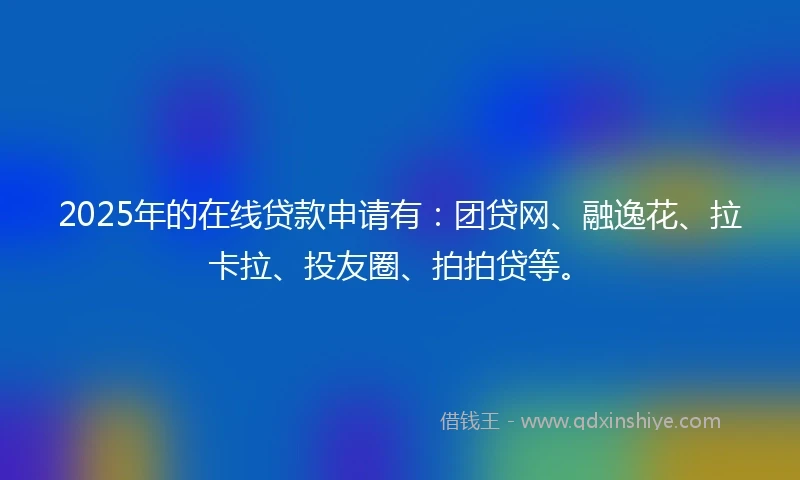2025年的在线贷款申请有：团贷网、融逸花、拉卡拉、投友圈、拍拍贷等。