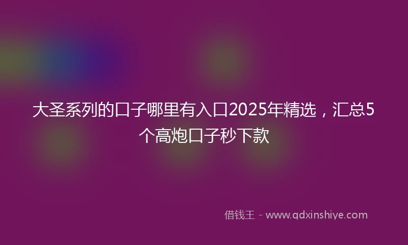大圣系列的口子哪里有入口2025年精选，汇总5个高炮口子秒下款