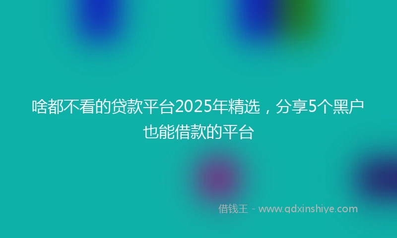 啥都不看的贷款平台2025年精选，分享5个黑户也能借款的平台