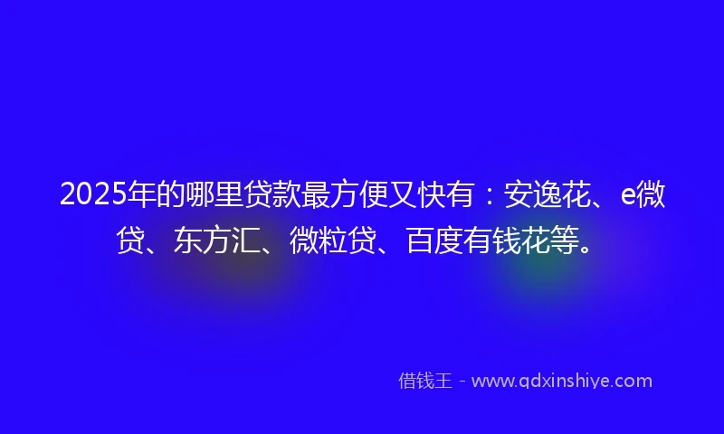 2025年的哪里贷款最方便又快有：安逸花、e微贷、东方汇、微粒贷、百度有钱花等。