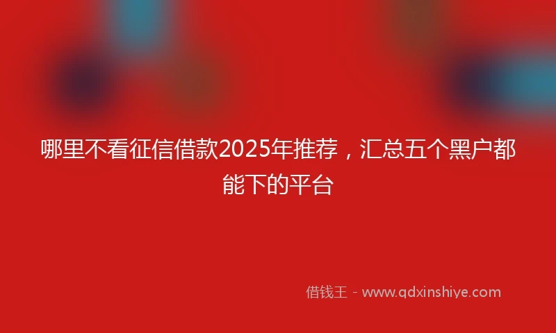 哪里不看征信借款2025年推荐，汇总五个黑户都能下的平台