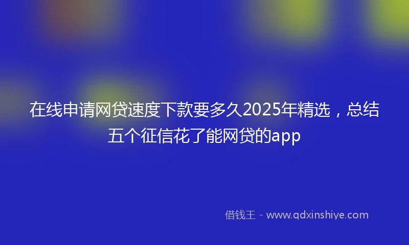在线申请网贷速度下款要多久2025年精选，总结五个征信花了能网贷的app