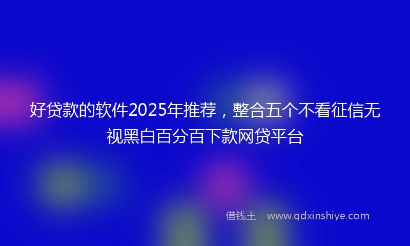 好贷款的软件2025年推荐，整合五个不看征信无视黑白百分百下款网贷平台