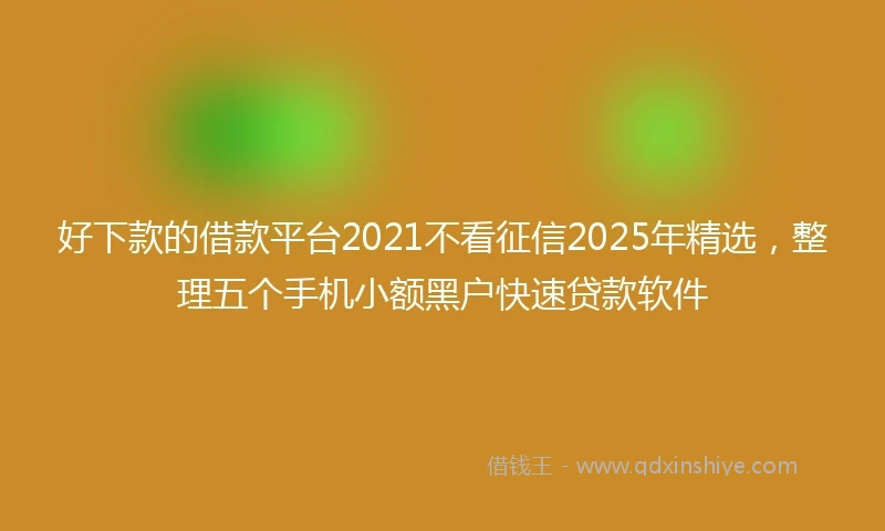 好下款的借款平台2021不看征信2025年精选，整理五个手机小额黑户快速贷款软件