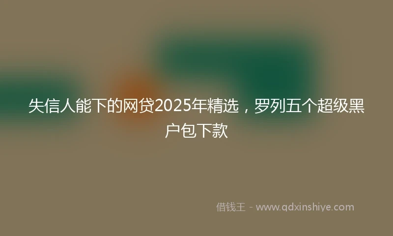 失信人能下的网贷2025年精选，罗列五个超级黑户包下款