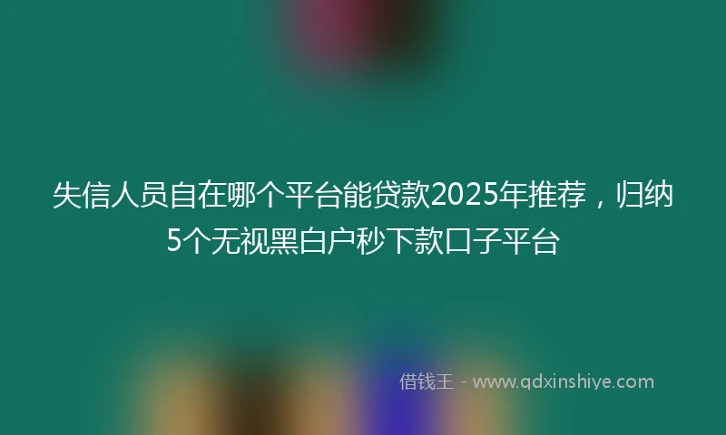 失信人员自在哪个平台能贷款2025年推荐，归纳5个无视黑白户秒下款口子平台