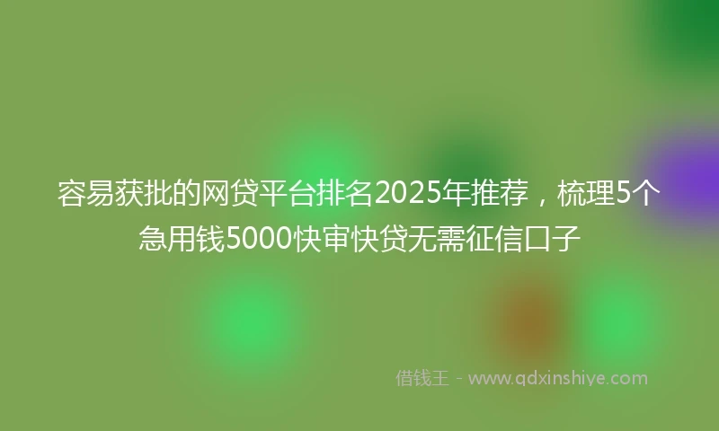 容易获批的网贷平台排名2025年推荐，梳理5个急用钱5000快审快贷无需征信口子