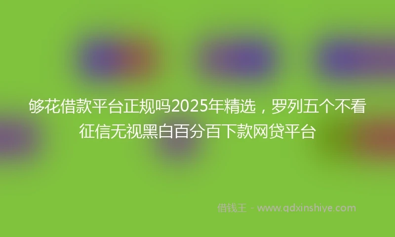 够花借款平台正规吗2025年精选，罗列五个不看征信无视黑白百分百下款网贷平台
