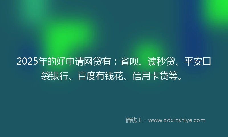2025年的好申请网贷有：省呗、读秒贷、平安口袋银行、百度有钱花、信用卡贷等。