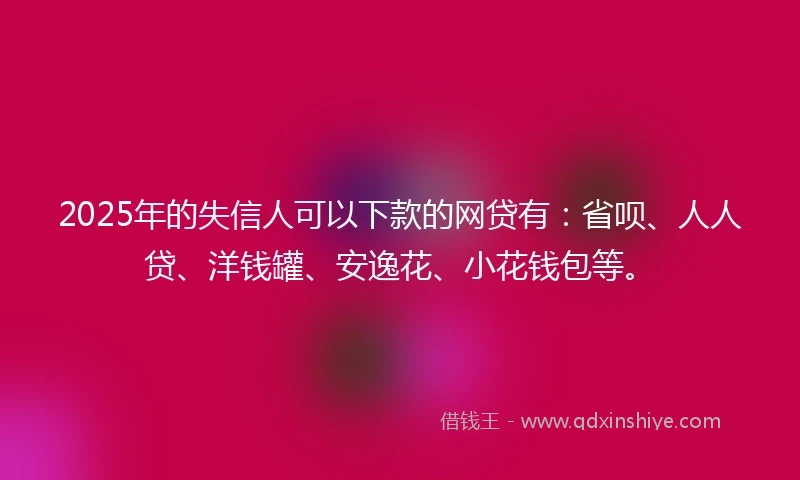 2025年的失信人可以下款的网贷有：省呗、人人贷、洋钱罐、安逸花、小花钱包等。