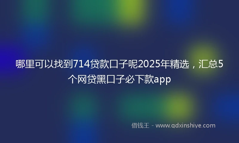 哪里可以找到714贷款口子呢2025年精选，汇总5个网贷黑口子必下款app