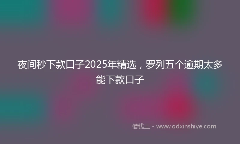 夜间秒下款口子2025年精选，罗列五个逾期太多能下款口子