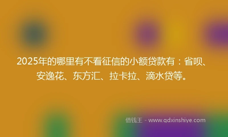 2025年的哪里有不看征信的小额贷款有：省呗、安逸花、东方汇、拉卡拉、滴水贷等。