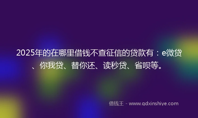 2025年的在哪里借钱不查征信的贷款有：e微贷、你我贷、替你还、读秒贷、省呗等。