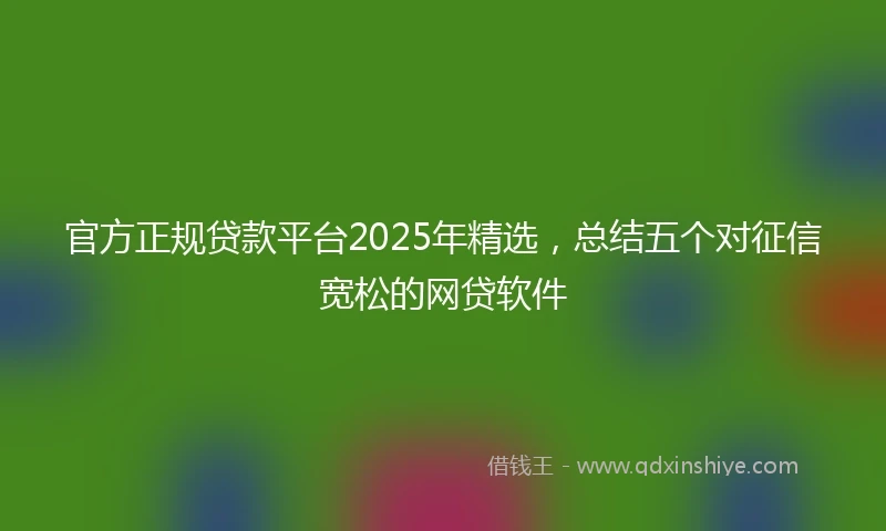 官方正规贷款平台2025年精选，总结五个对征信宽松的网贷软件