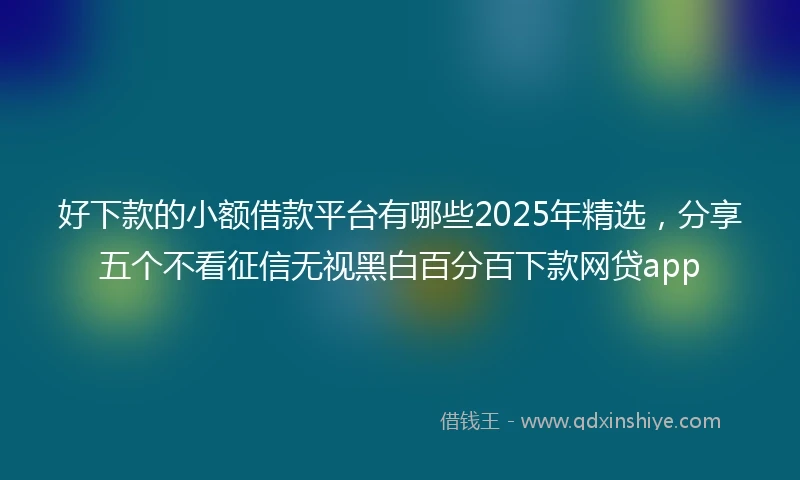 好下款的小额借款平台有哪些2025年精选，分享五个不看征信无视黑白百分百下款网贷app