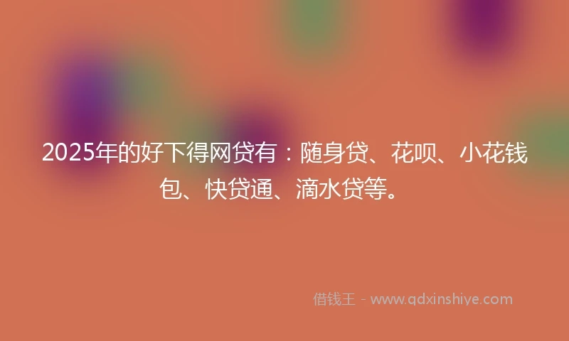 2025年的好下得网贷有：随身贷、花呗、小花钱包、快贷通、滴水贷等。