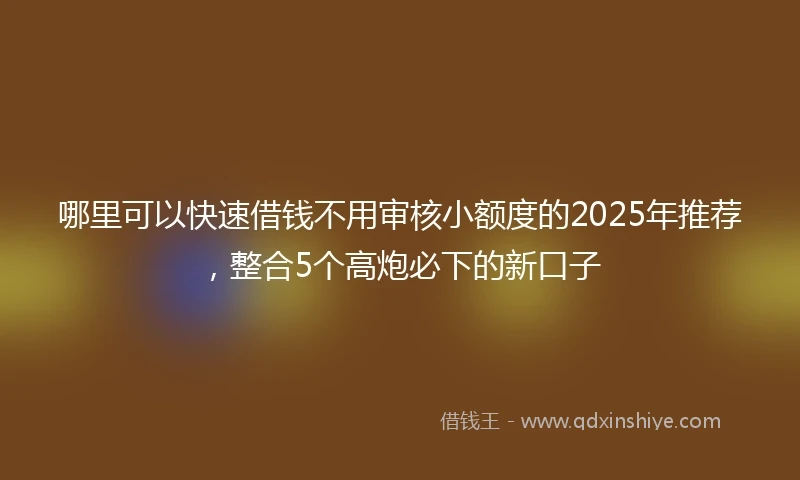 哪里可以快速借钱不用审核小额度的2025年推荐，整合5个高炮必下的新口子