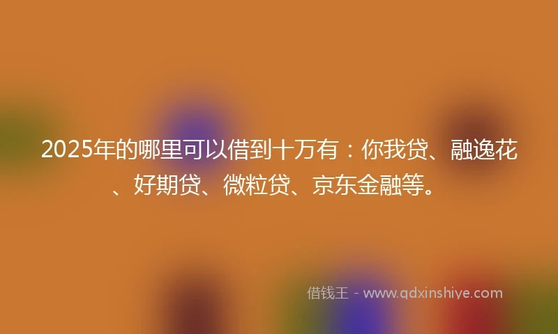 2025年的哪里可以借到十万有：你我贷、融逸花、好期贷、微粒贷、京东金融等。