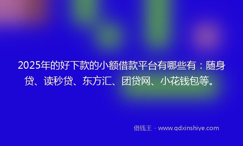 2025年的好下款的小额借款平台有哪些有：随身贷、读秒贷、东方汇、团贷网、小花钱包等。