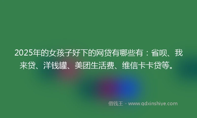 2025年的女孩子好下的网贷有哪些有：省呗、我来贷、洋钱罐、美团生活费、维信卡卡贷等。