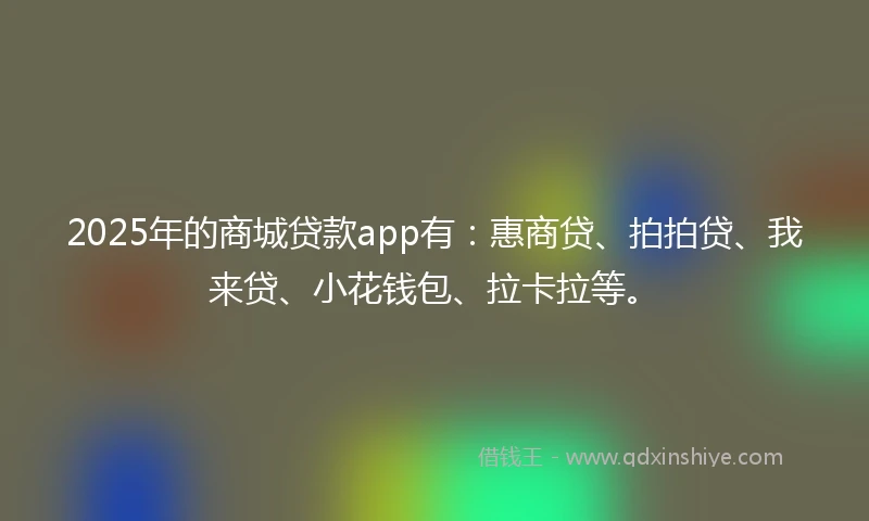 2025年的商城贷款app有:惠商贷、拍拍贷、我来贷、小花钱包、拉卡拉等。