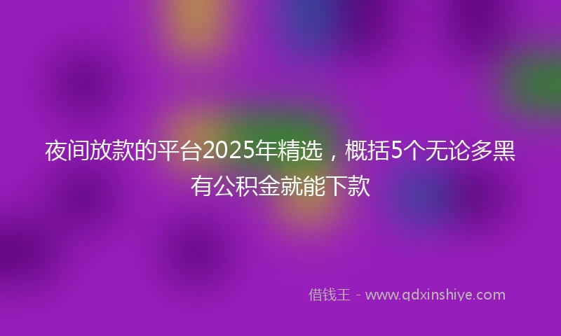 夜间放款的平台2025年精选，概括5个无论多黑有公积金就能下款
