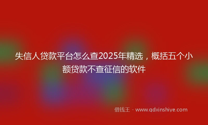 失信人贷款平台怎么查2025年精选，概括五个小额贷款不查征信的软件