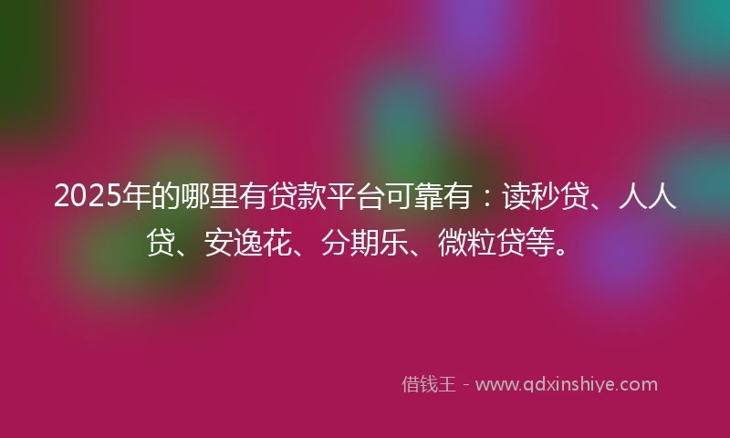 2025年的哪里有贷款平台可靠有：读秒贷、人人贷、安逸花、分期乐、微粒贷等。