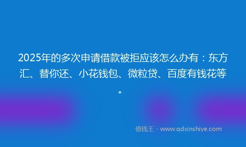 2025年的多次申请借款被拒应该怎么办有：东方汇、替你还、小花钱包、微粒贷、百度有钱花等。
