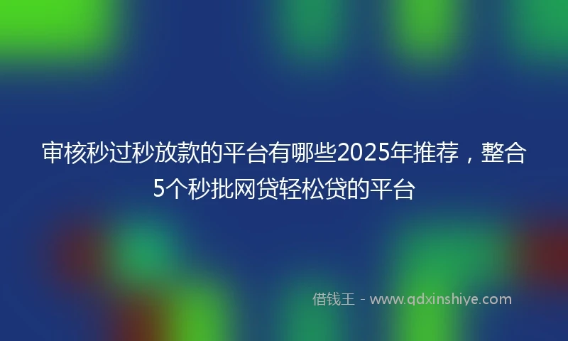 审核秒过秒放款的平台有哪些2025年推荐，整合5个秒批网贷轻松贷的平台