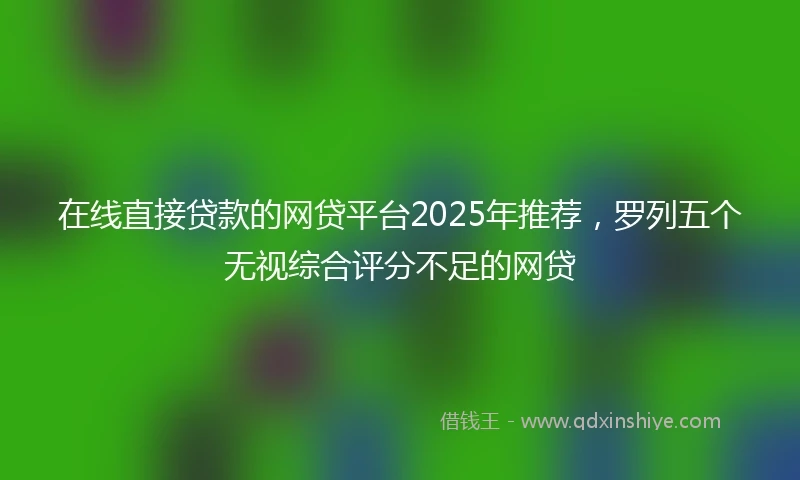在线直接贷款的网贷平台2025年推荐，罗列五个无视综合评分不足的网贷