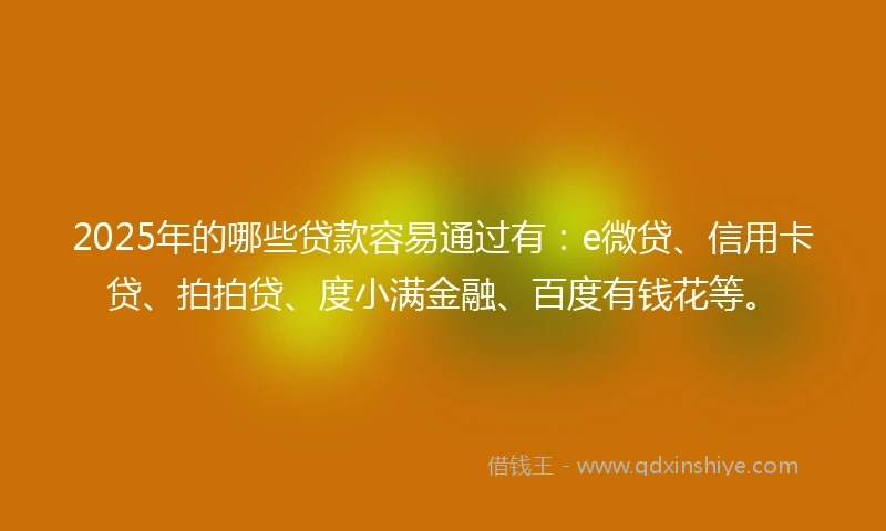 2025年的哪些贷款容易通过有：e微贷、信用卡贷、拍拍贷、度小满金融、百度有钱花等。