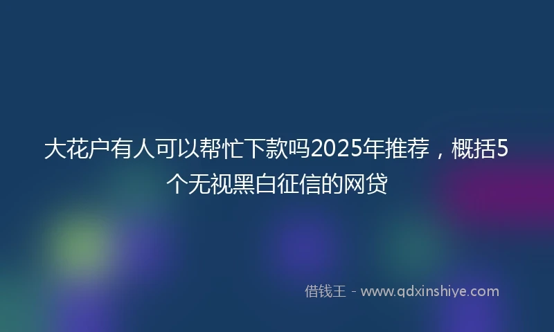 大花户有人可以帮忙下款吗2025年推荐，概括5个无视黑白征信的网贷