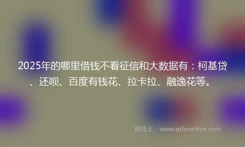 2025年的哪里借钱不看征信和大数据有：柯基贷、还呗、百度有钱花、拉卡拉、融逸花等。