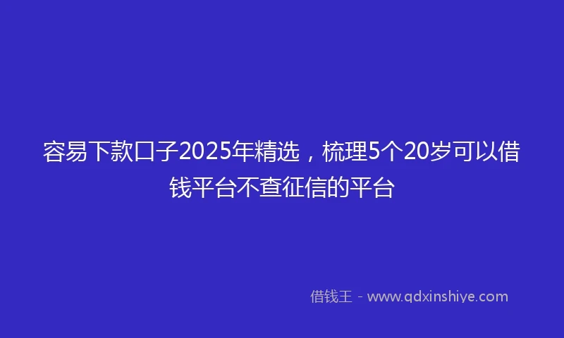 容易下款口子2025年精选，梳理5个20岁可以借钱平台不查征信的平台