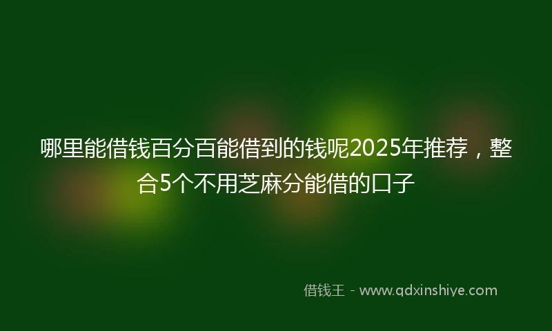 哪里能借钱百分百能借到的钱呢2025年推荐，整合5个不用芝麻分能借的口子