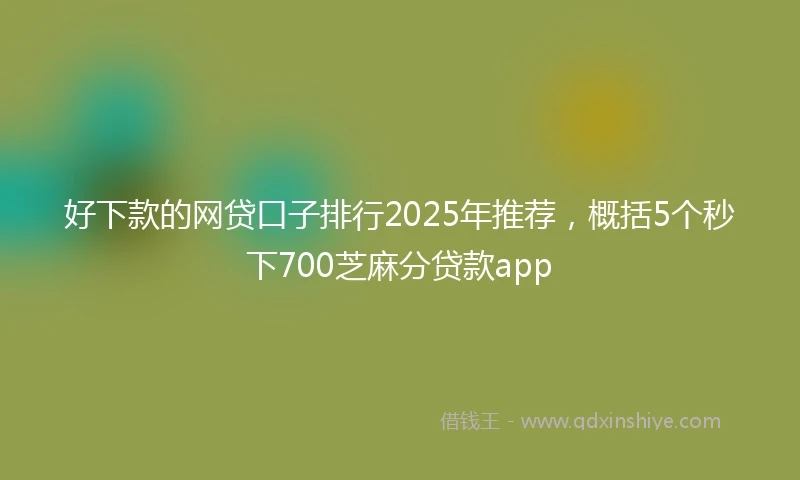 好下款的网贷口子排行2025年推荐，概括5个秒下700芝麻分贷款app