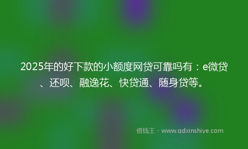 2025年的好下款的小额度网贷可靠吗有：e微贷、还呗、融逸花、快贷通、随身贷等。