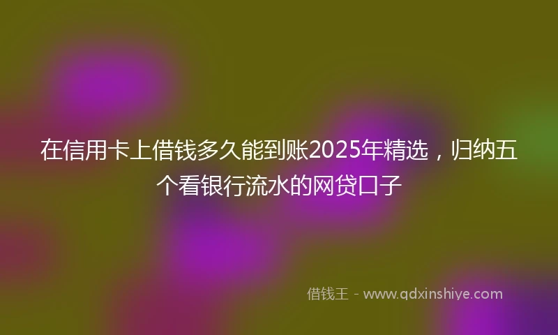 在信用卡上借钱多久能到账2025年精选，归纳五个看银行流水的网贷口子